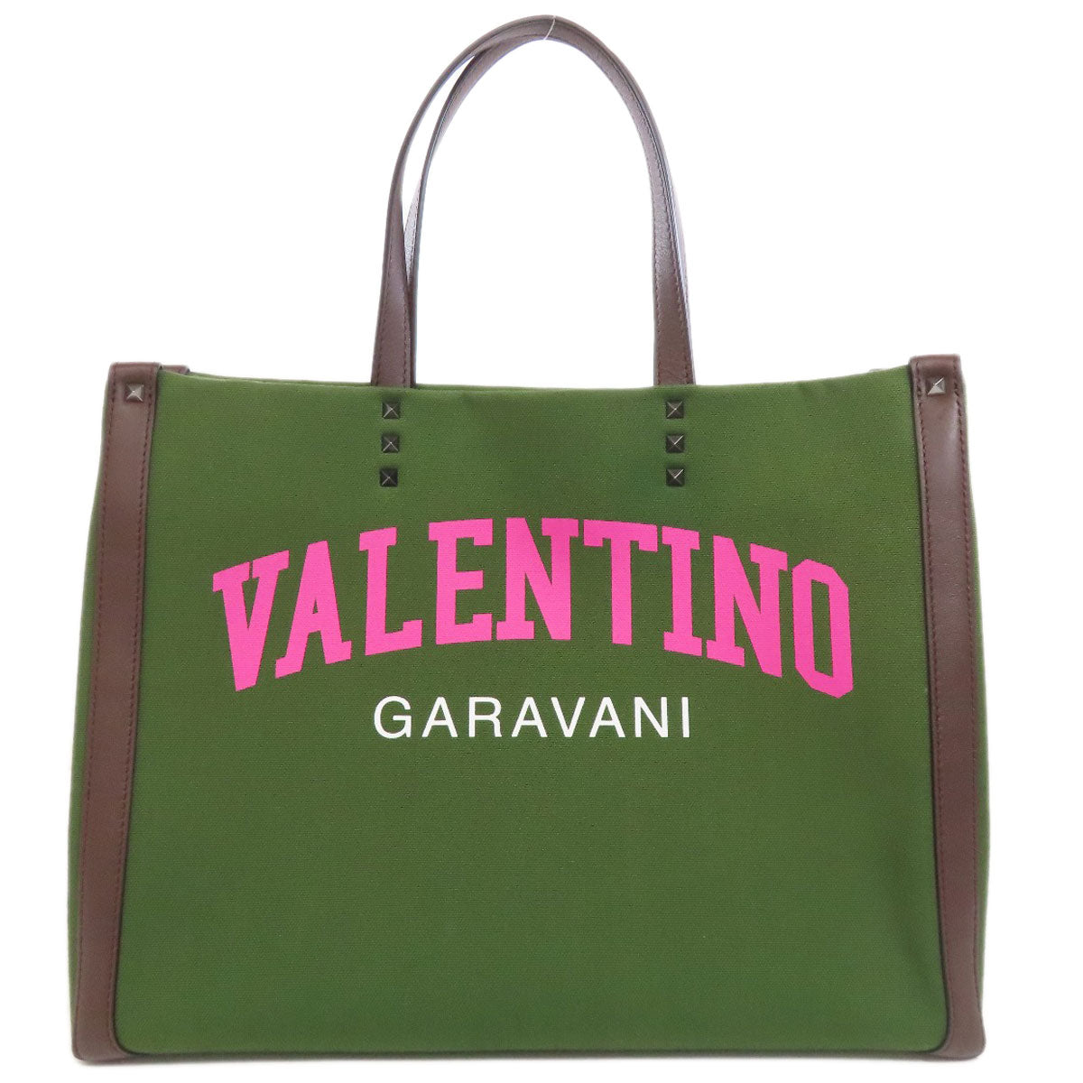 VALENTINO logo Handbag Canvas Ladies [Used]