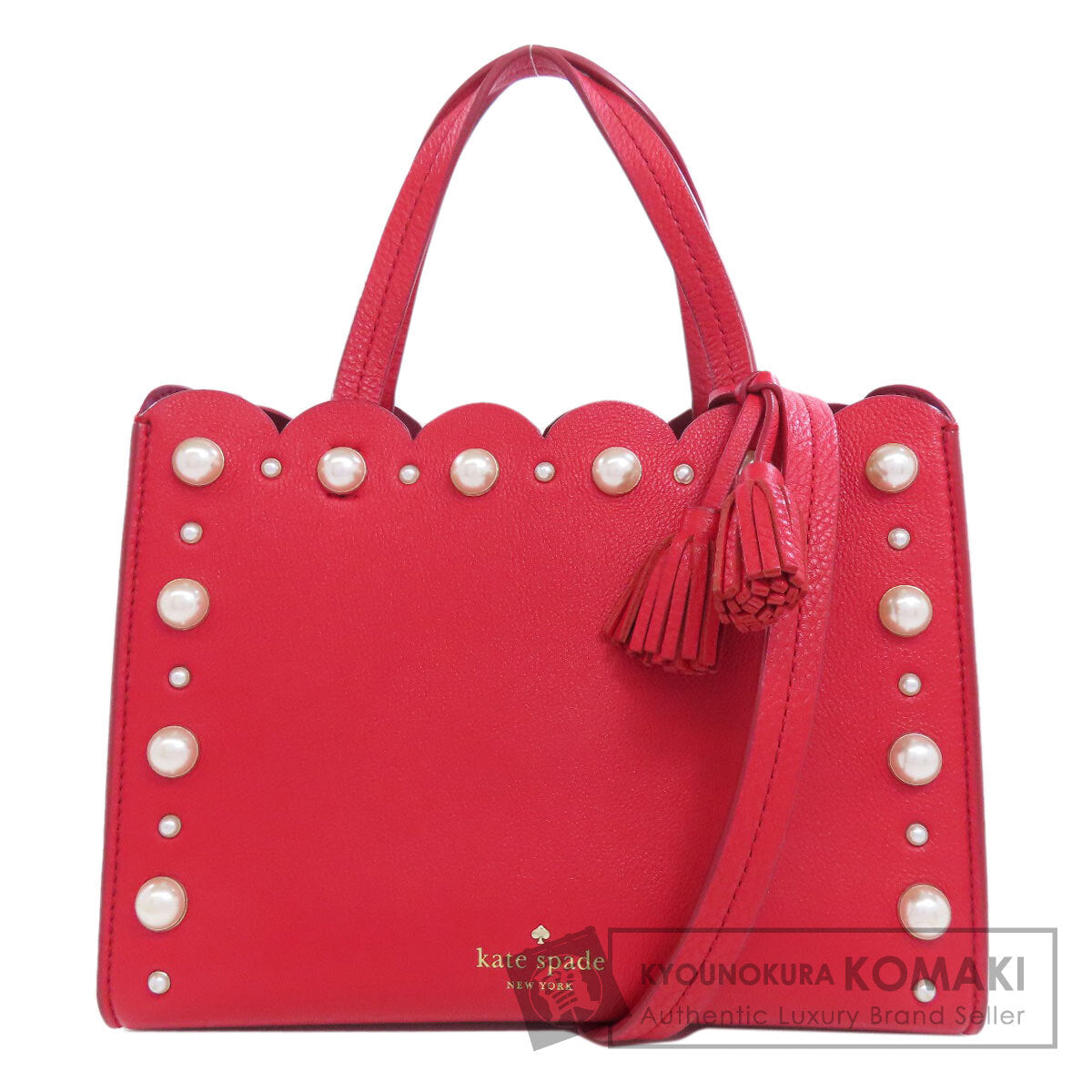 kate spade 2WAY Fake Pearl Handbag Leather Ladies [Used]