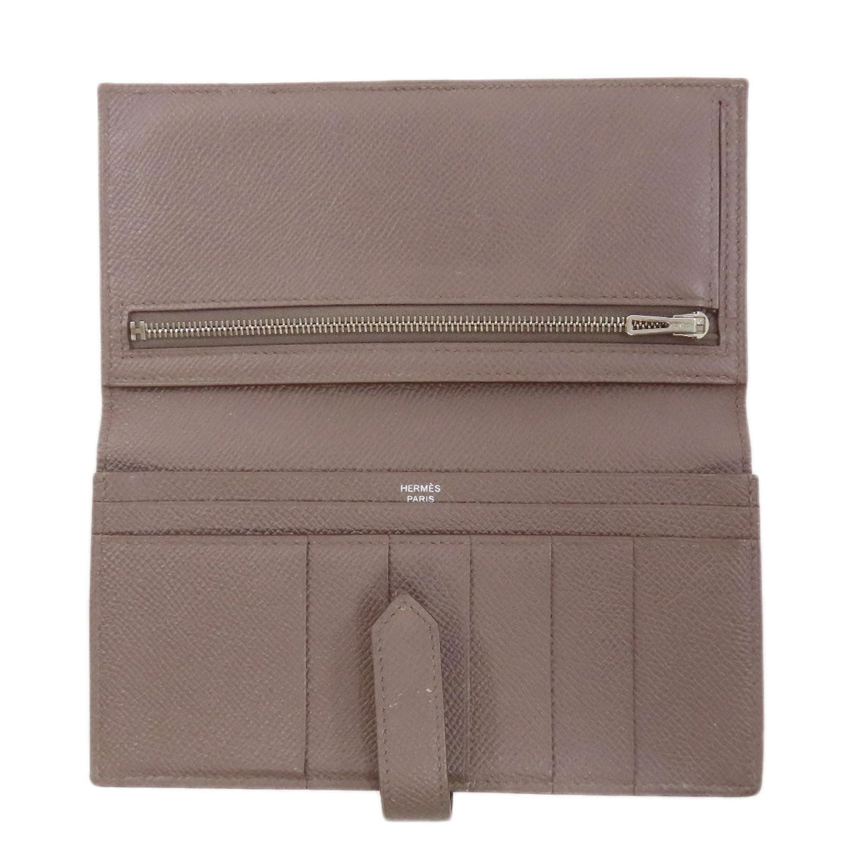 HERMES Bearn Soufflet Ethan SilverHardware Long wallet (with coin pocket) Epsom Ladies [Used]