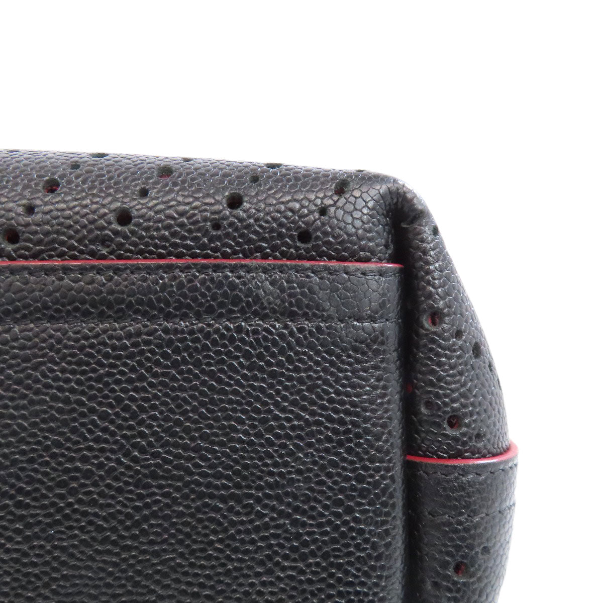 CHANEL Chain Tote Punching SilverHardware Tote Bag Grained Calfskin Skin Ladies [Used]