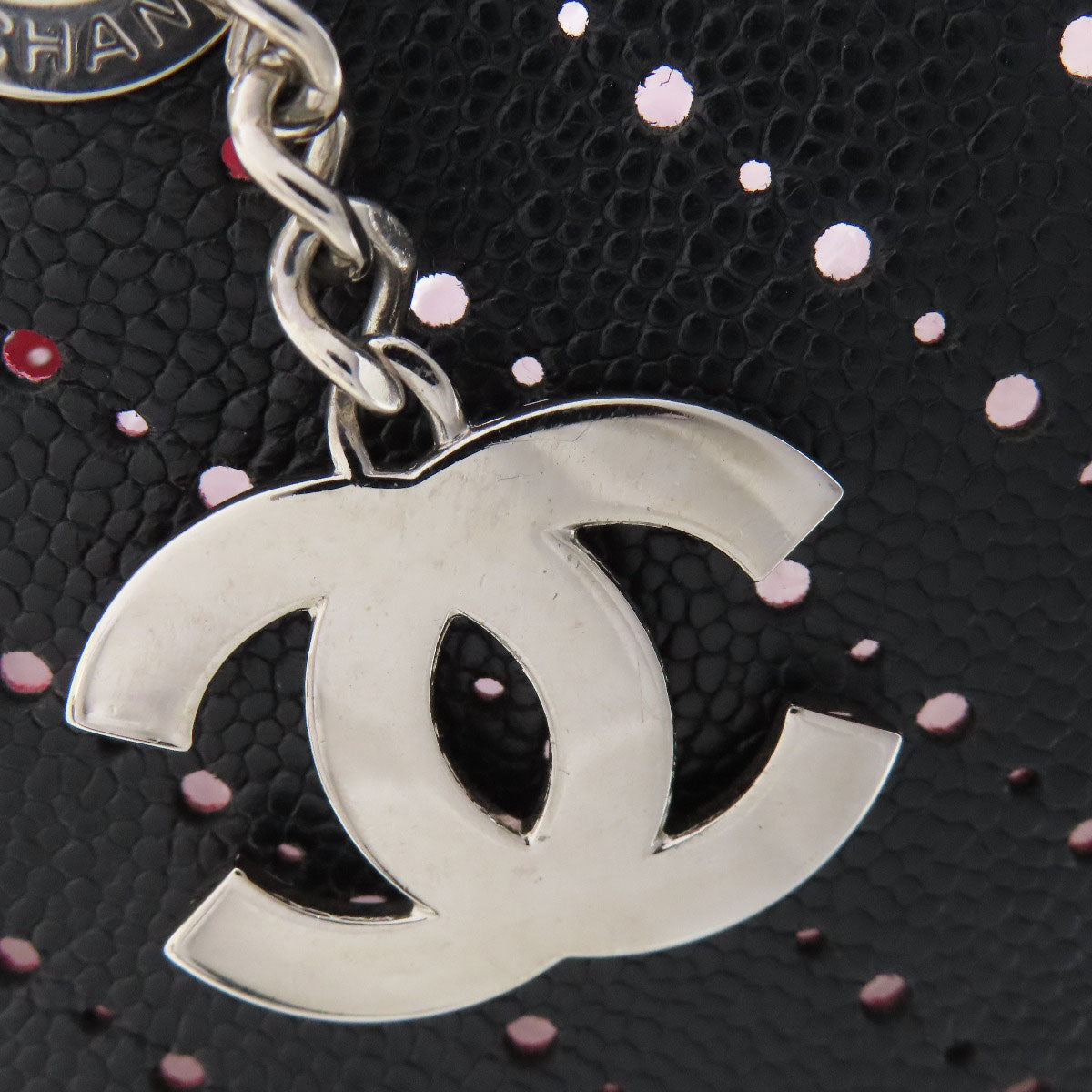 CHANEL Chain Tote Punching SilverHardware Tote Bag Grained Calfskin Skin Ladies [Used]