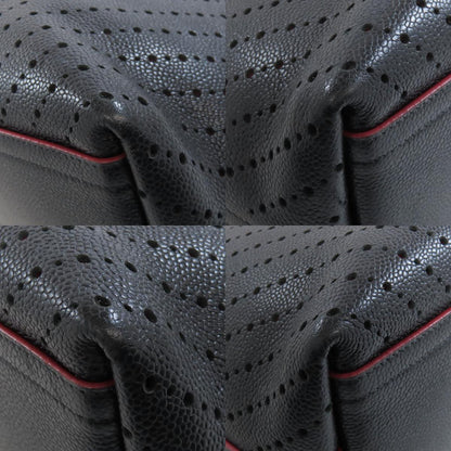 CHANEL Chain Tote Punching SilverHardware Tote Bag Grained Calfskin Skin Ladies [Used]