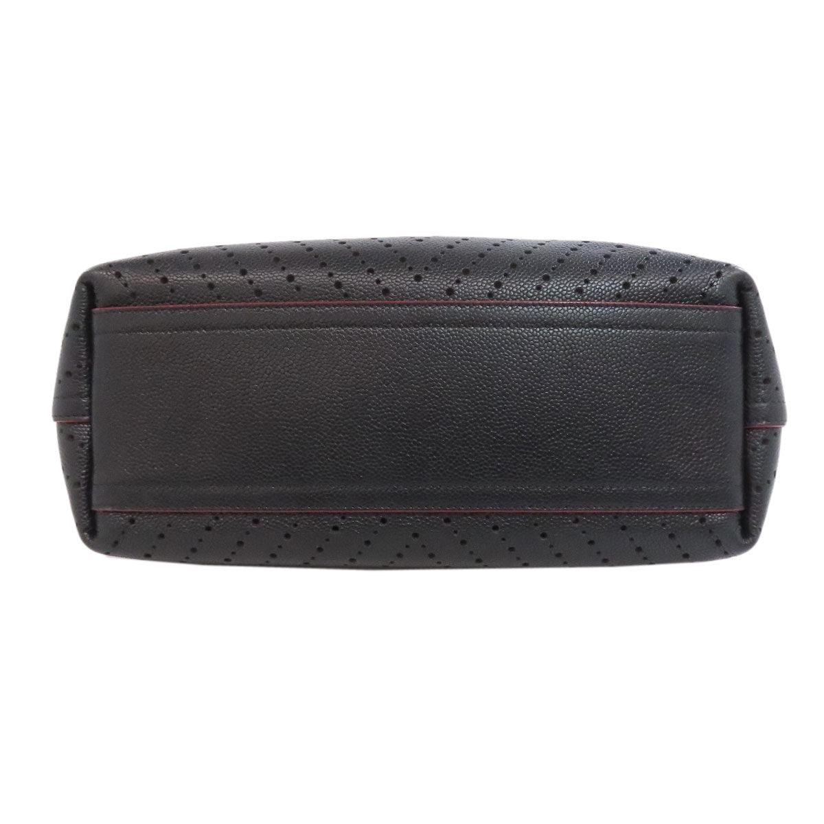 CHANEL Chain Tote Punching SilverHardware Tote Bag Grained Calfskin Skin Ladies [Used]