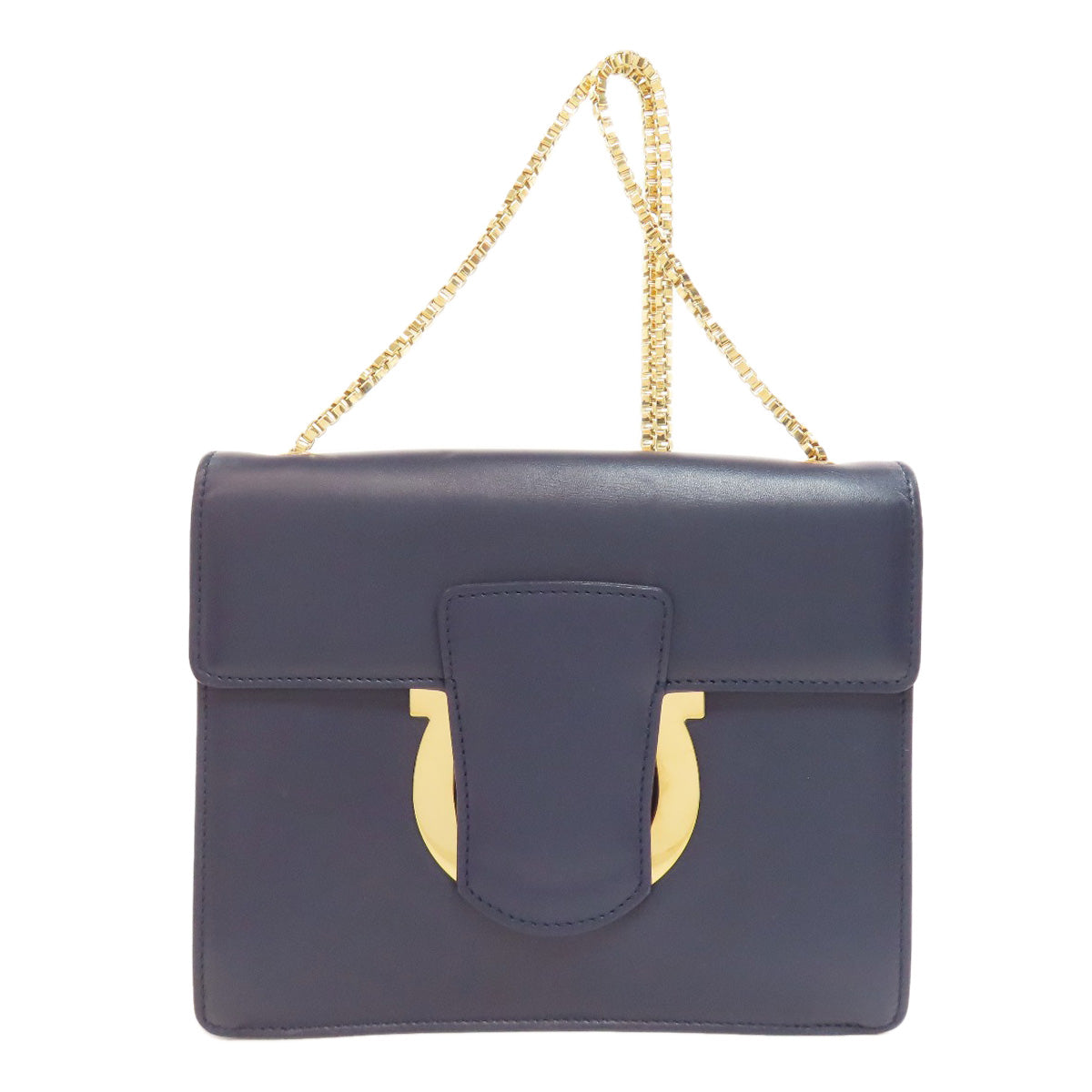 Salvatore Ferragamo GanciniHardware ChainShoulder Shoulder Bag Leather Ladies [Used]