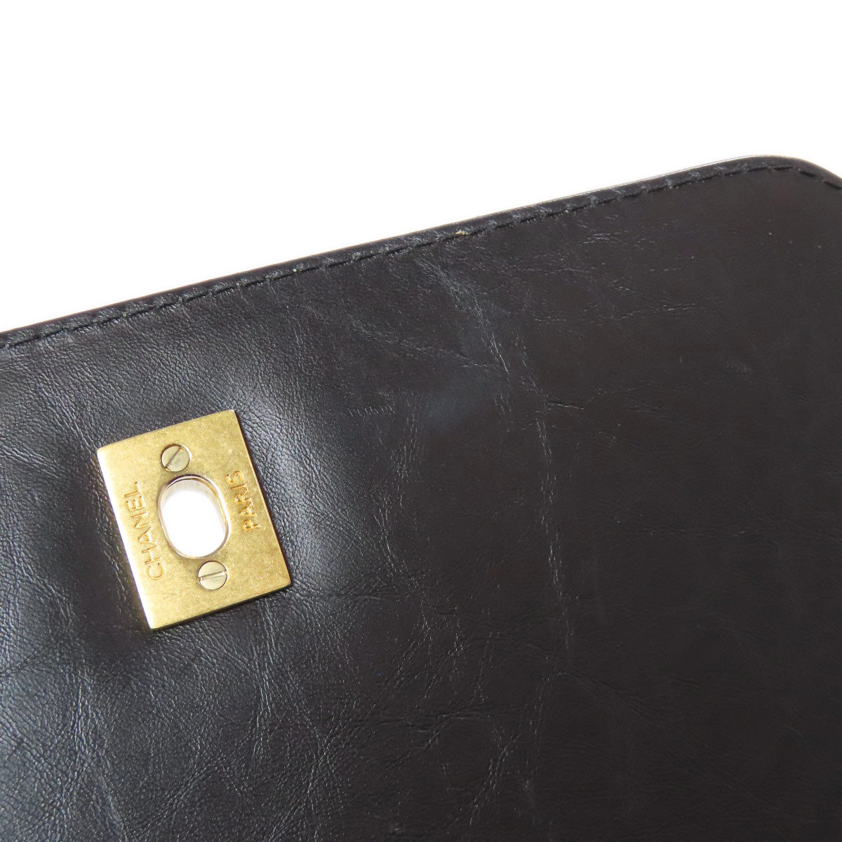 CHANEL Chevron V-stitch GoldHardware 2WAY Handbag Calf Ladies [Used]