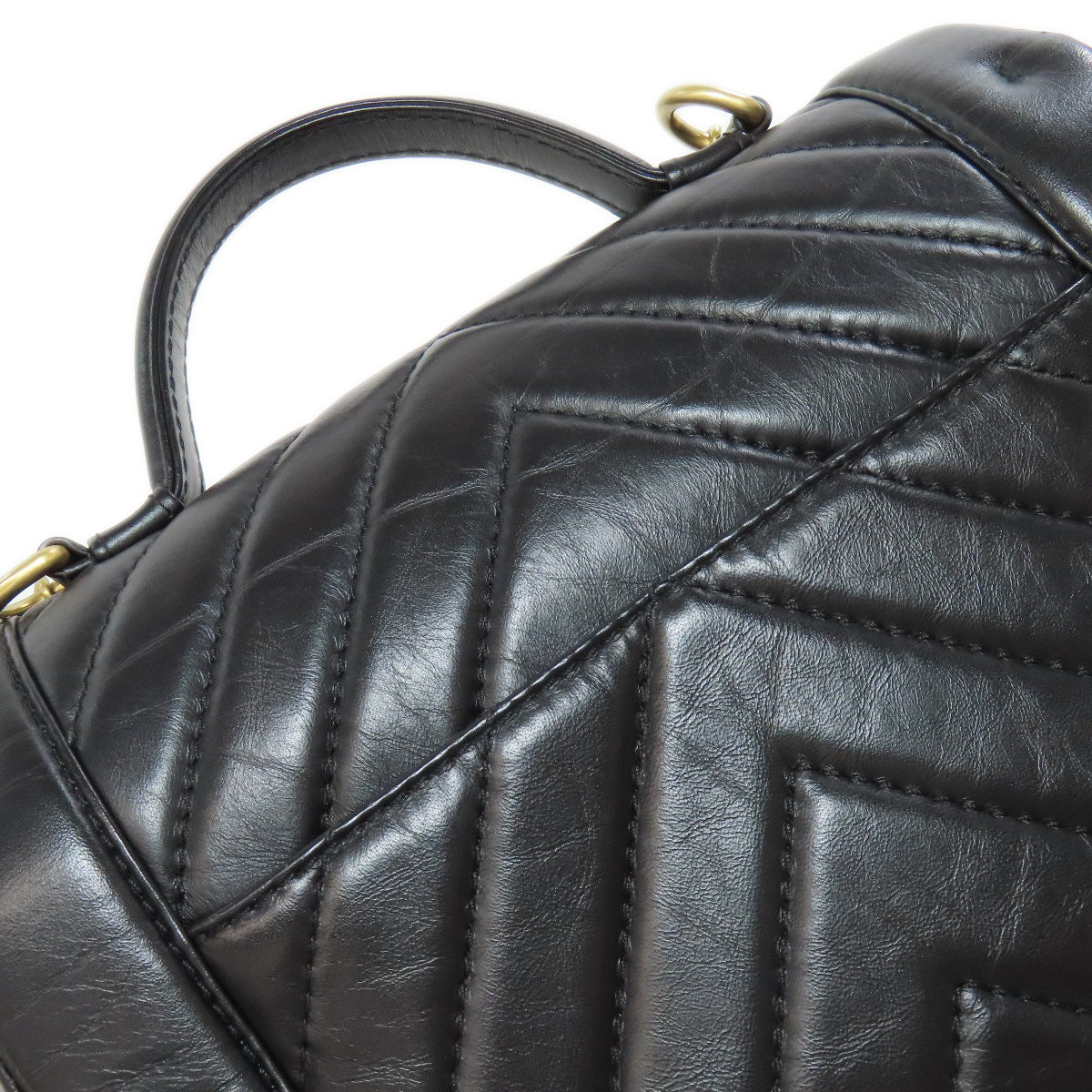 CHANEL Chevron V-stitch GoldHardware 2WAY Handbag Calf Ladies [Used]