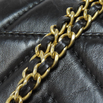 CHANEL Chevron V-stitch GoldHardware 2WAY Handbag Calf Ladies [Used]