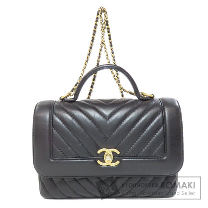 CHANEL Chevron V-stitch GoldHardware 2WAY Handbag Calf Ladies [Used]