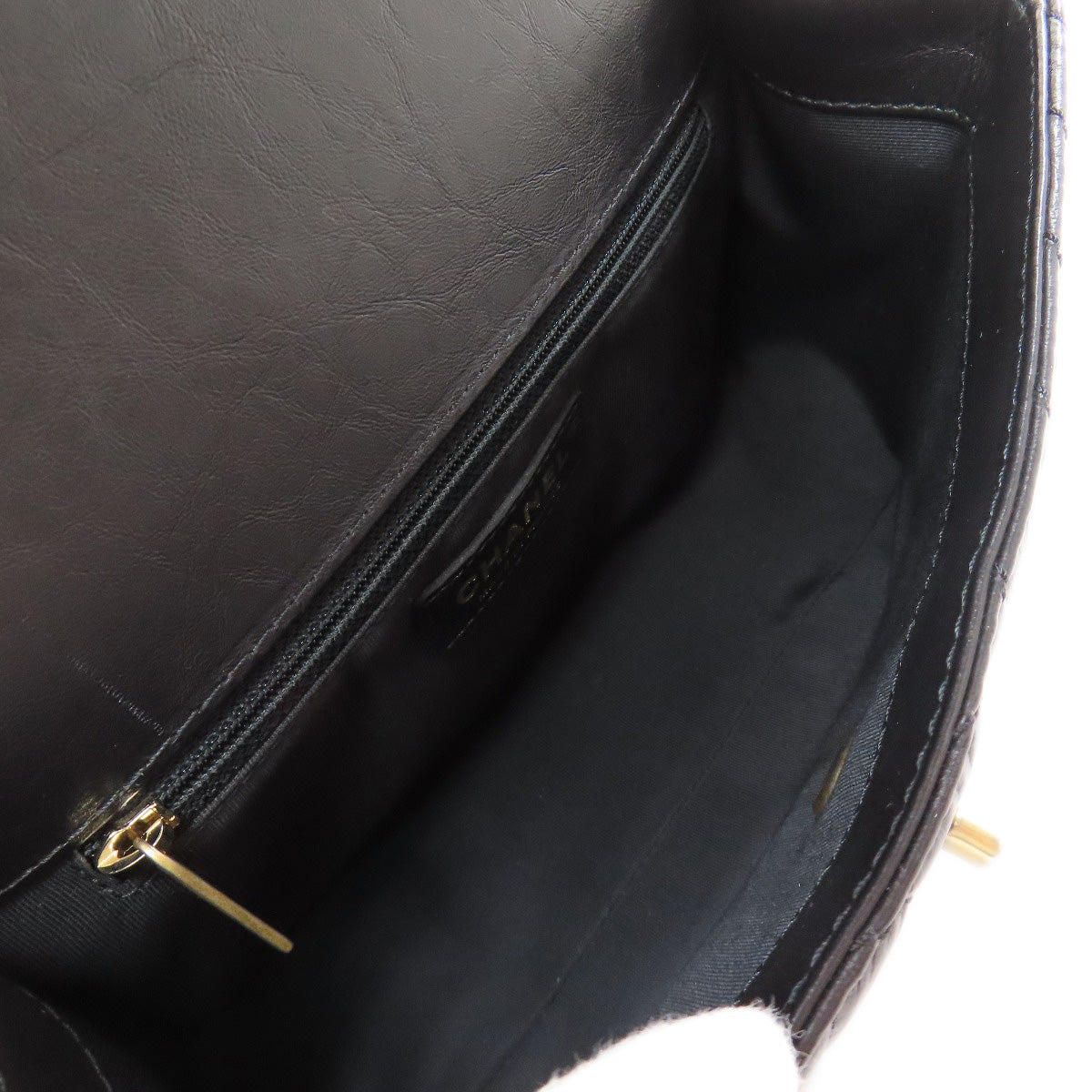 CHANEL Chevron V-stitch GoldHardware 2WAY Handbag Calf Ladies [Used]