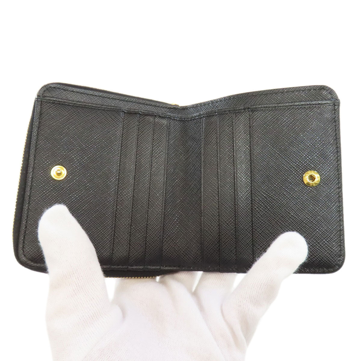 PRADA  1ML036 Bifold Wallet with Coin Pocket logo Safiano Ladies