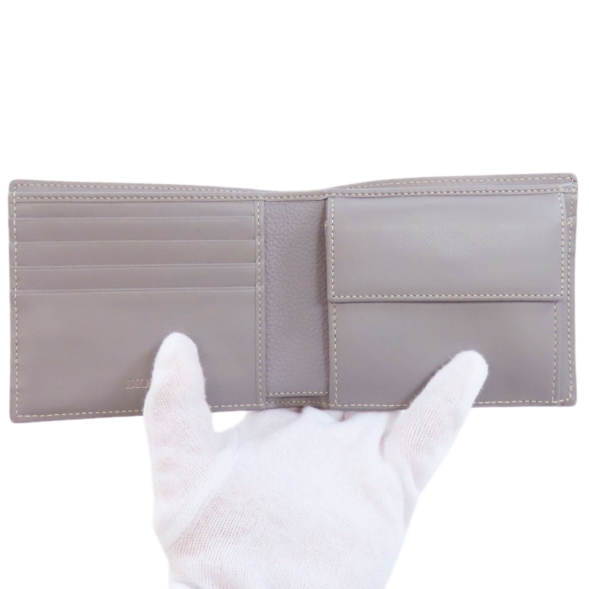 CHRISTIAN DIOR logo Bifold Wallet with Coin Pocket Leather Ladies [Used]