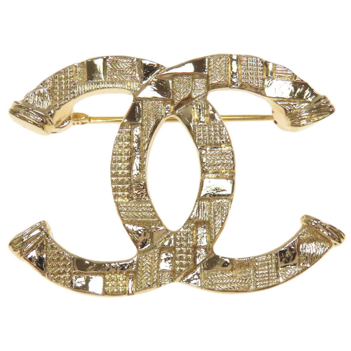 CHANEL Tweed pattern COCO Mark Brooch Metal Ladies [Used]