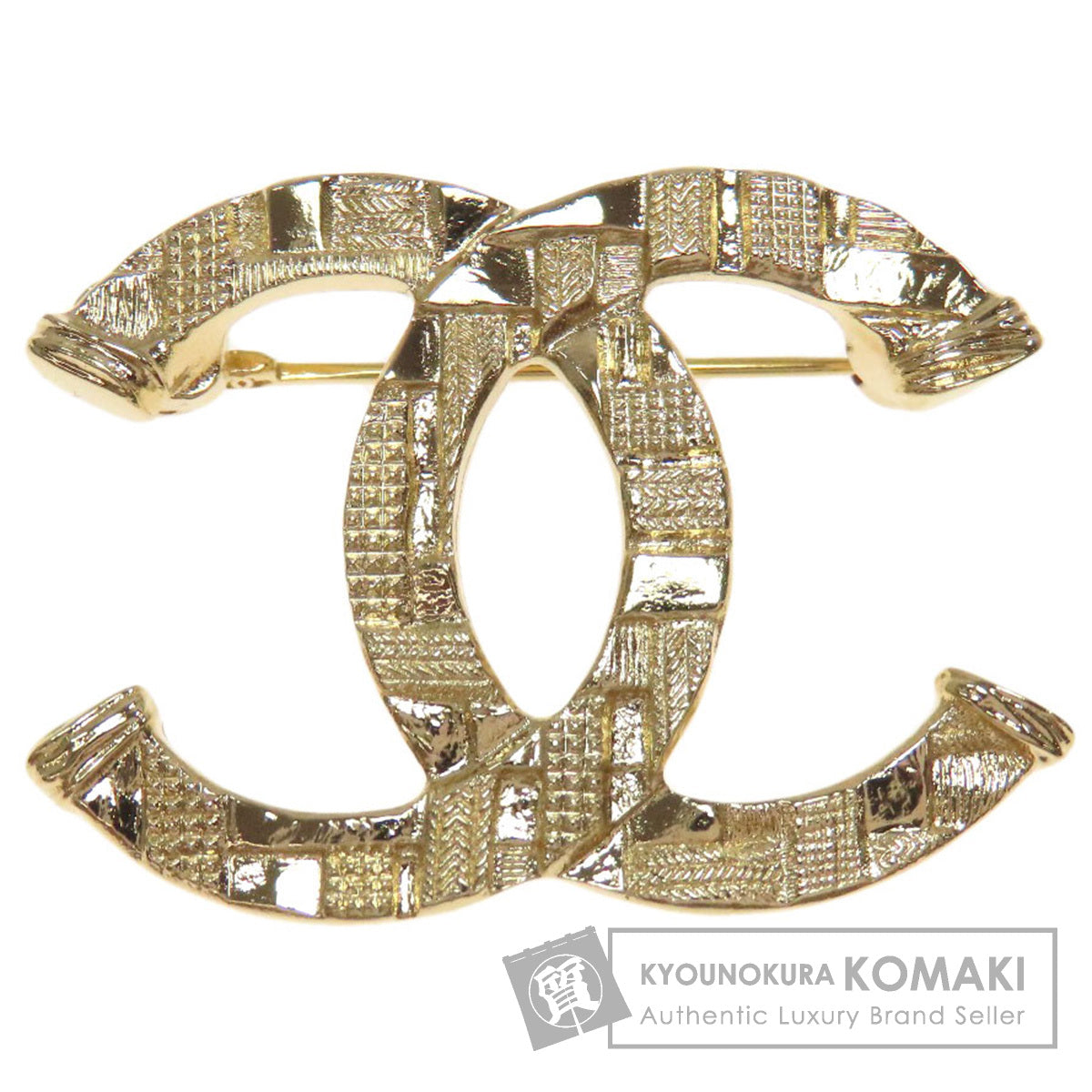 CHANEL Tweed pattern COCO Mark Brooch Metal Ladies [Used]
