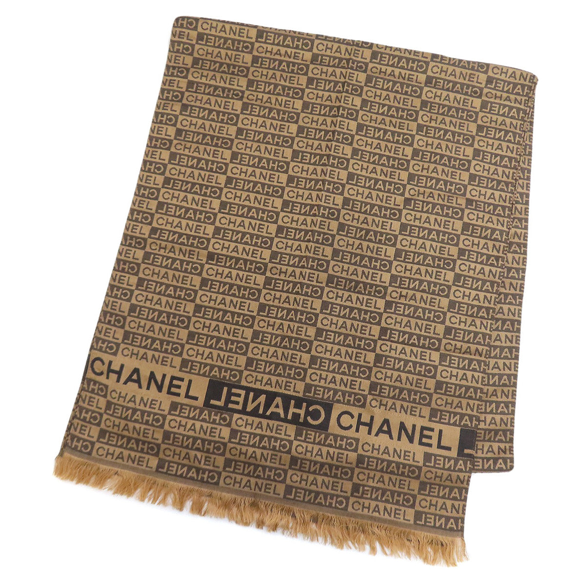CHANEL Logo overall pattern Scarf Silk woolLadies [Used]