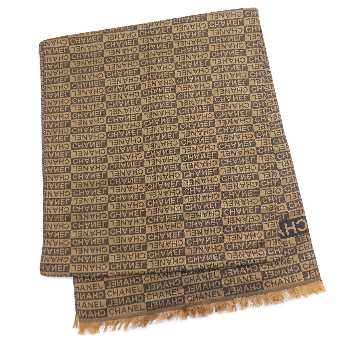 CHANEL Logo overall pattern Scarf Silk woolLadies [Used]