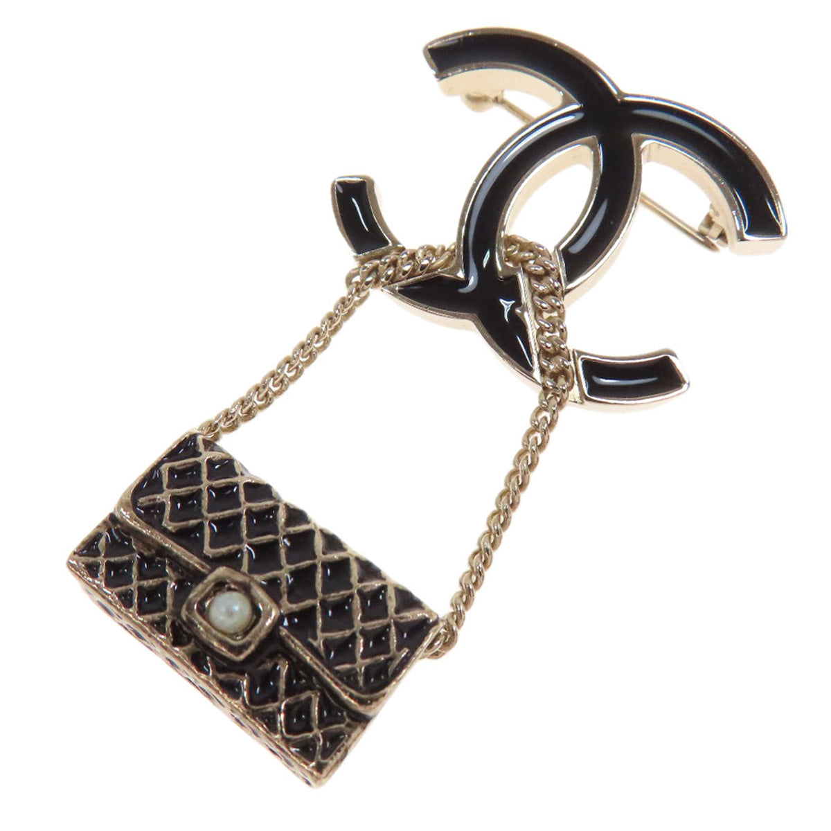 CHANEL COCO Mark Matelasse bag charm Brooch Gold Plated Ladies [Used]