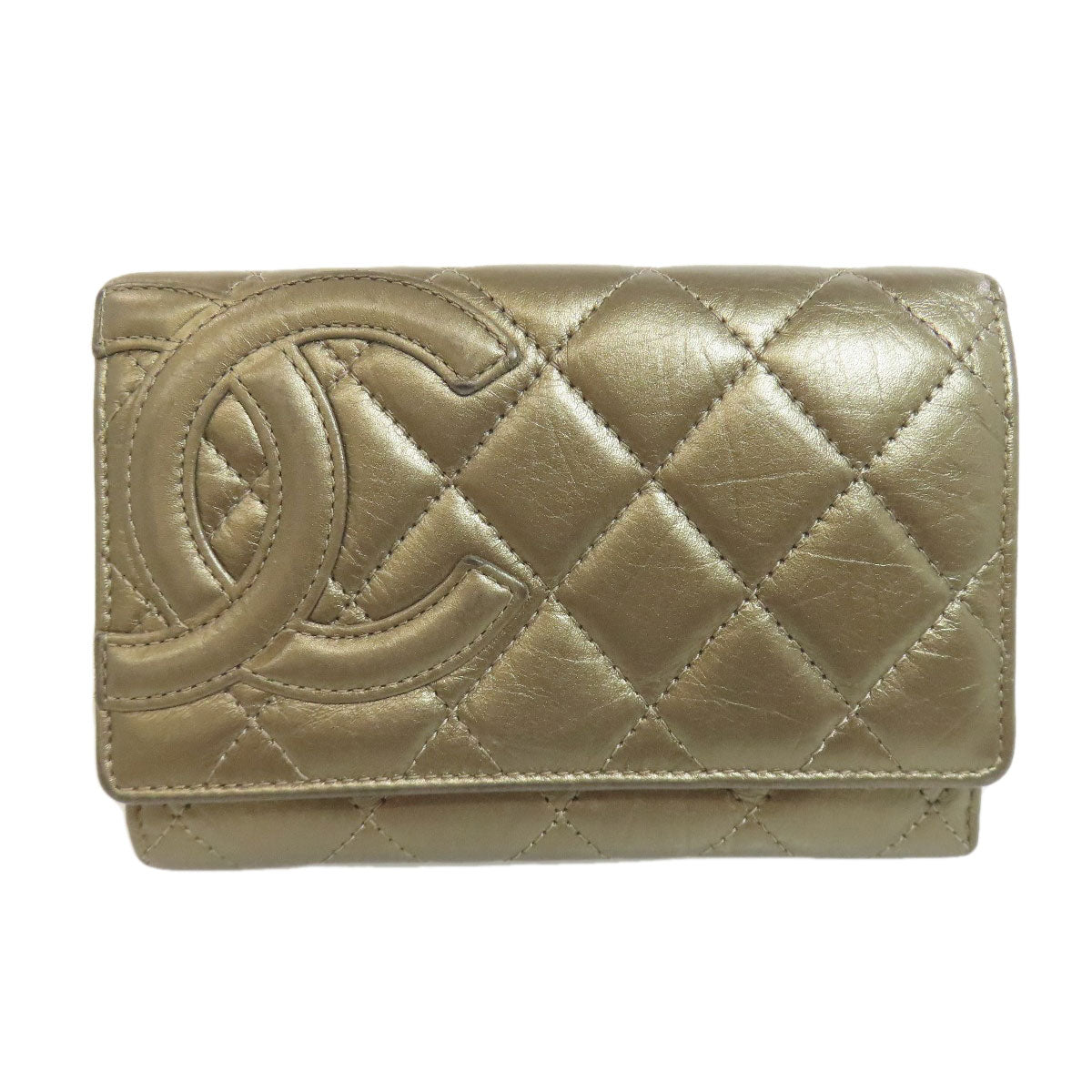 CHANEL CAMBON LINE SilverHardware Bifold Wallet with Coin Pocket Calf Ladies [Used]