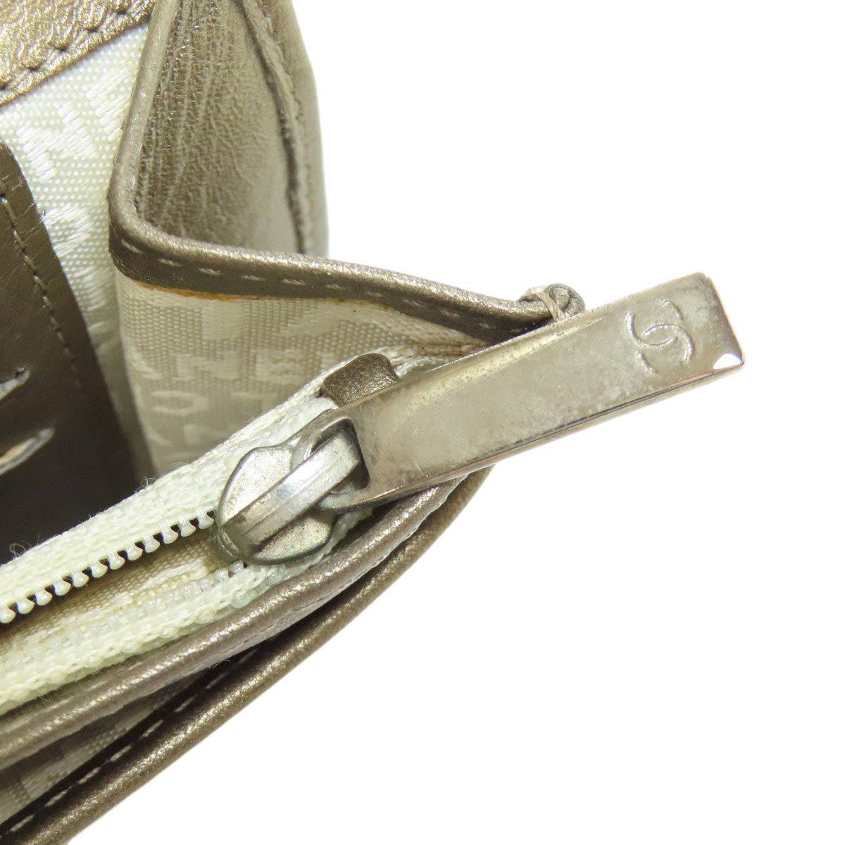 CHANEL CAMBON LINE SilverHardware Bifold Wallet with Coin Pocket Calf Ladies [Used]