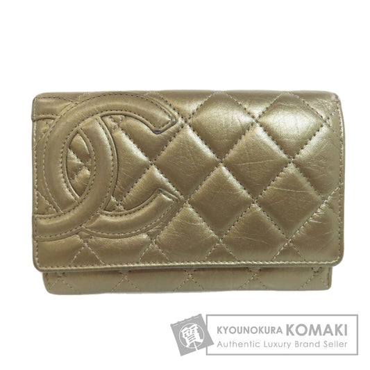 CHANEL CAMBON LINE SilverHardware Bifold Wallet with Coin Pocket Calf Ladies [Used]