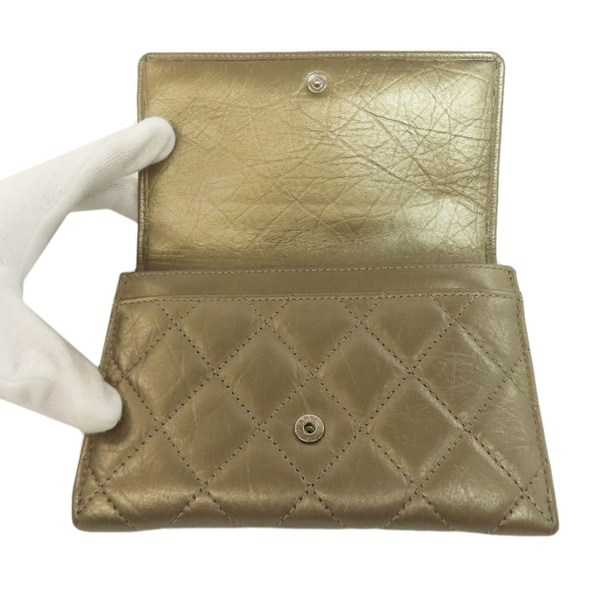 CHANEL CAMBON LINE SilverHardware Bifold Wallet with Coin Pocket Calf Ladies [Used]