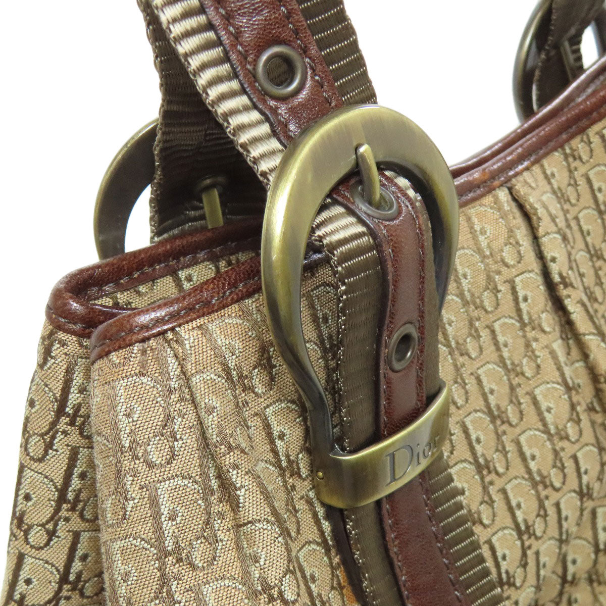 CHRISTIAN DIOR Trotter pattern Handbag Canvas Ladies [Used]