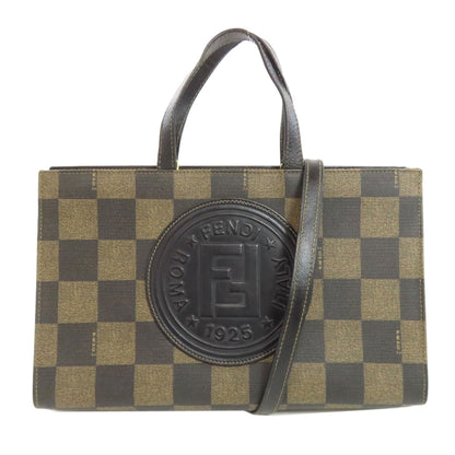 FENDI Checkered pattern 2WAY Handbag PVC Ladies [Used]
