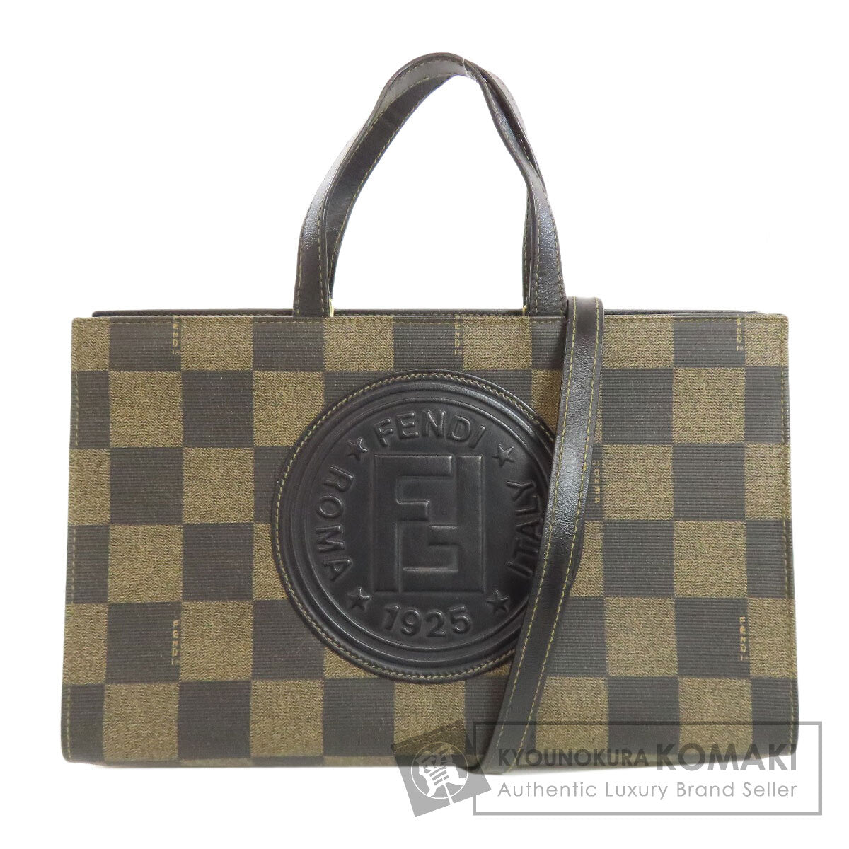 FENDI Checkered pattern 2WAY Handbag PVC Ladies [Used]