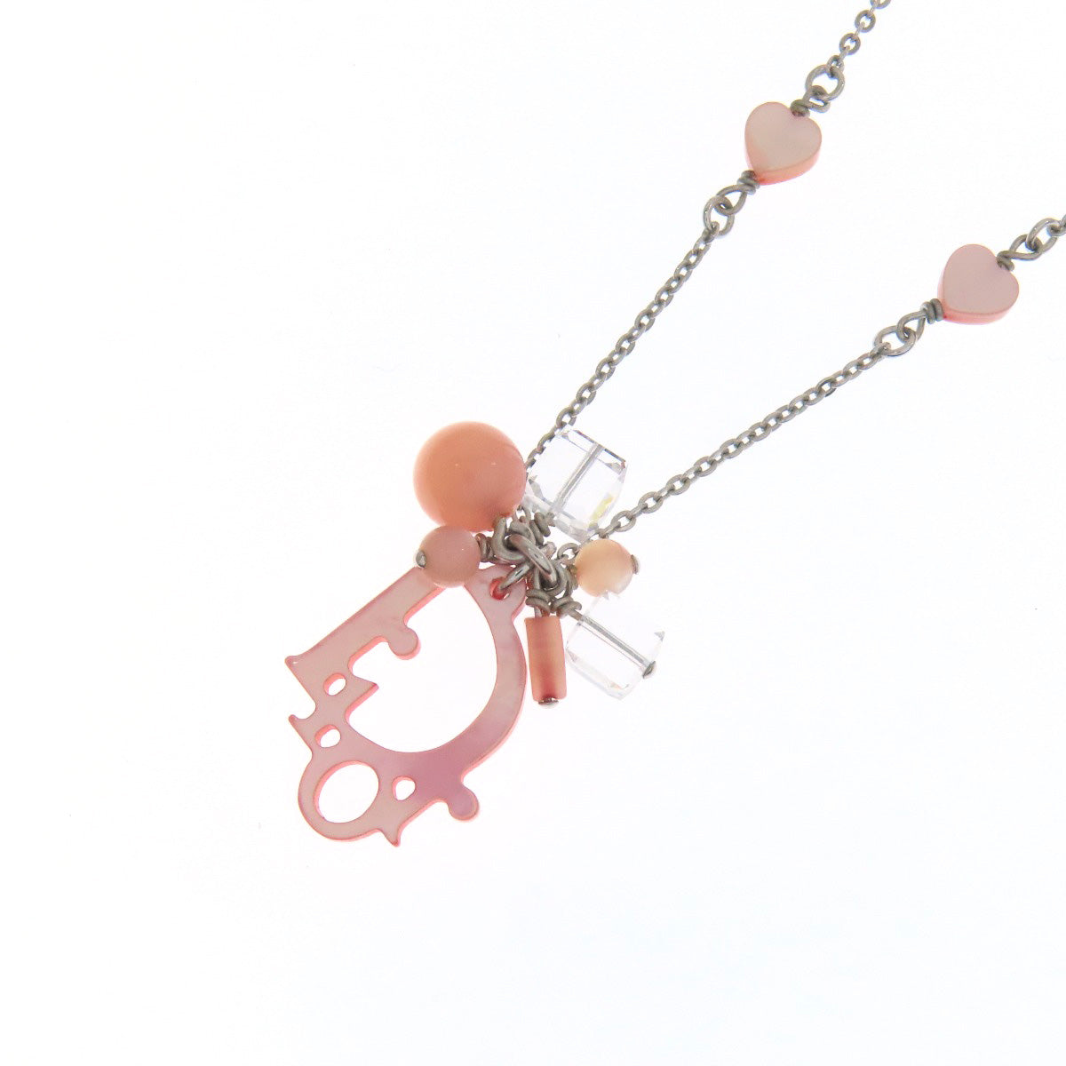 CHRISTIAN DIOR Logo heart Necklace Metal Ladies [Used]