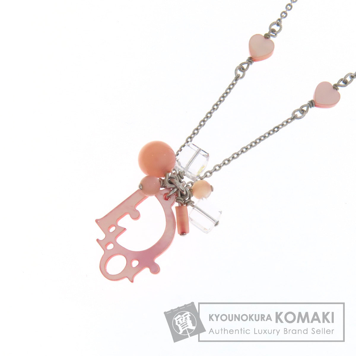 CHRISTIAN DIOR Logo heart Necklace Metal Ladies [Used]