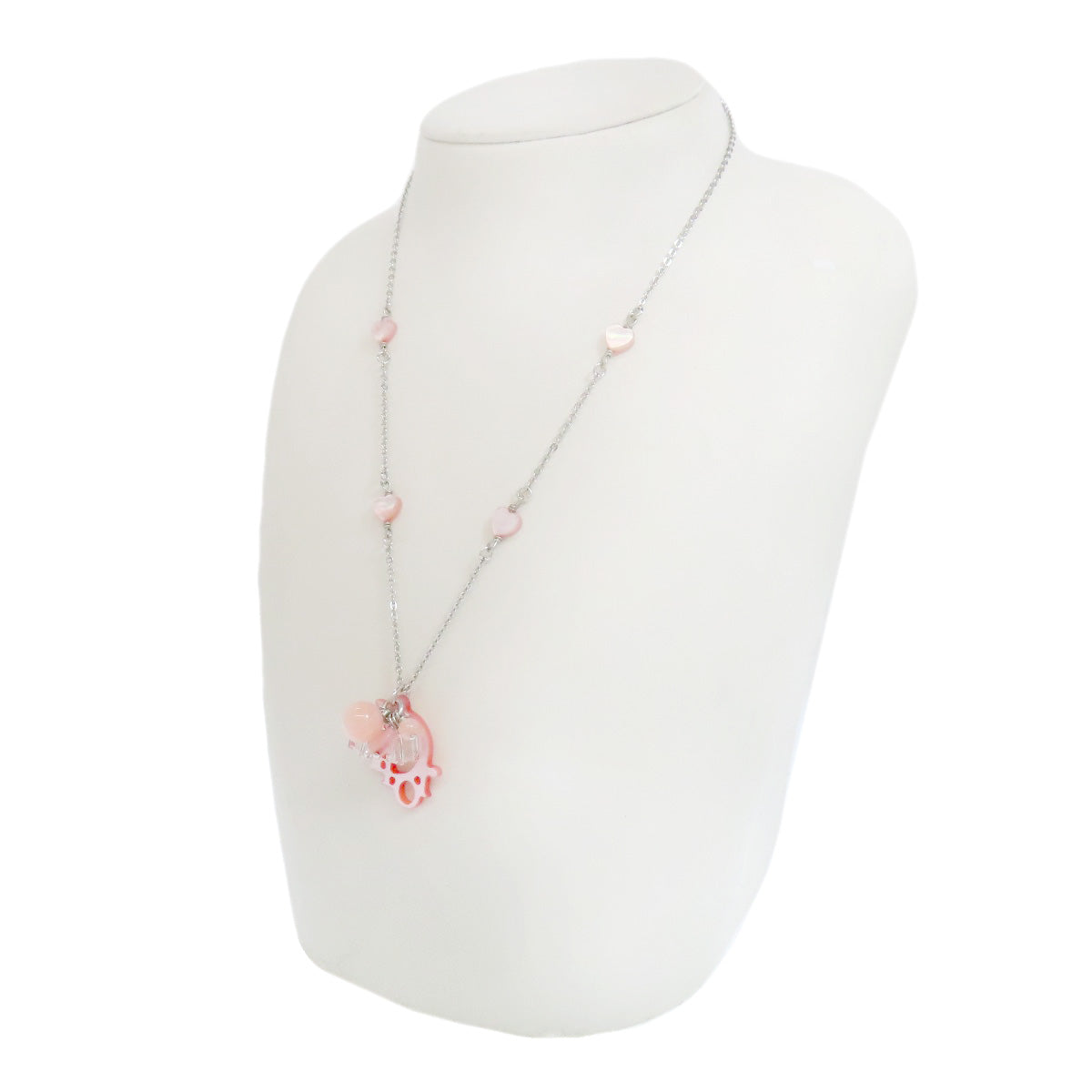 CHRISTIAN DIOR Logo heart Necklace Metal Ladies [Used]