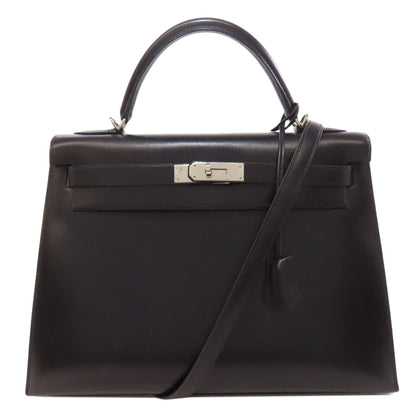 HERMES Kelly 32 Outside Stitching SilverHardware Handbag Box calf Ladies [Used]