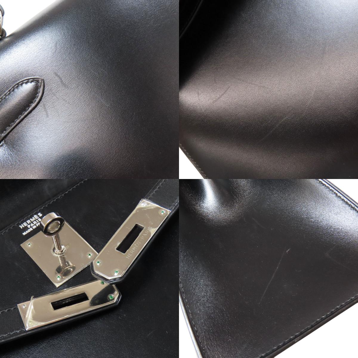 HERMES Kelly 32 Outside Stitching SilverHardware Handbag Box calf Ladies [Used]