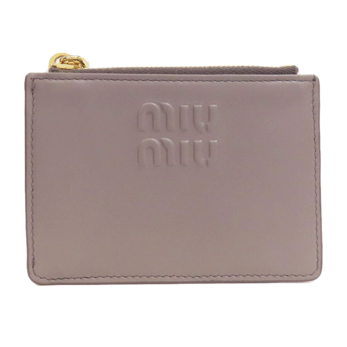 MIUMIU logo Card Case Leather Ladies [Used]