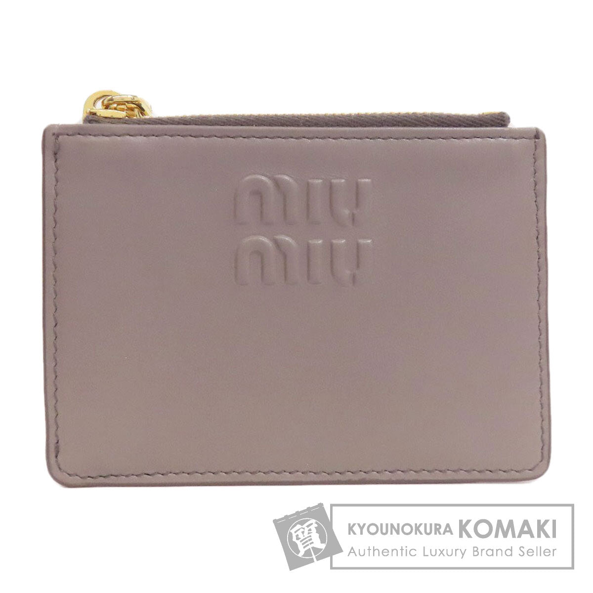 MIUMIU logo Card Case Leather Ladies [Used]