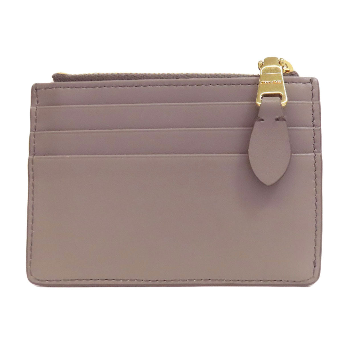 MIUMIU logo Card Case Leather Ladies [Used]