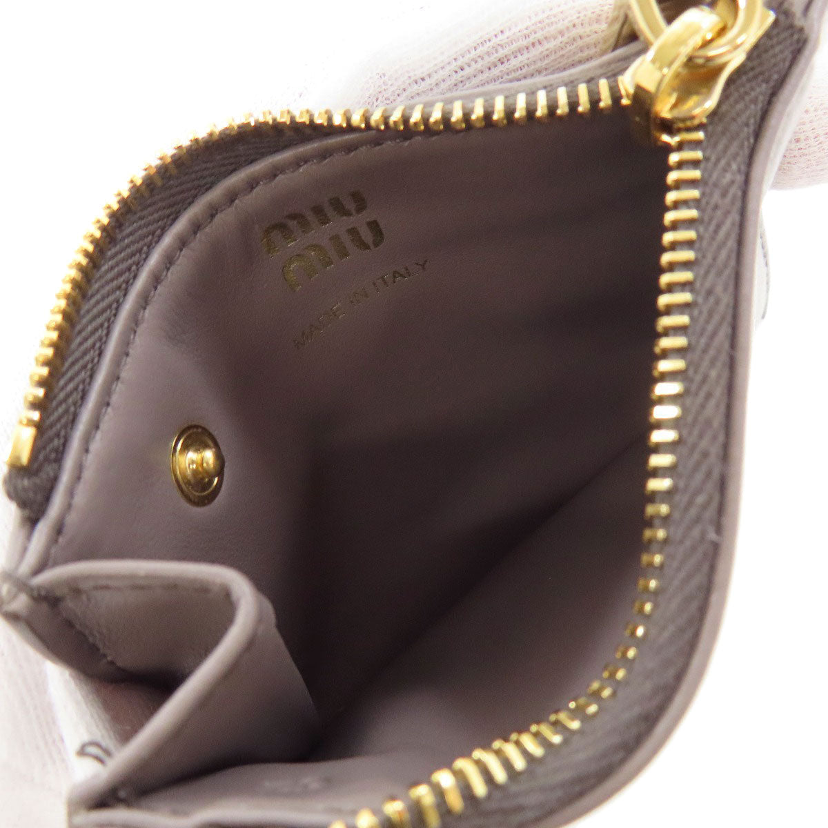MIUMIU logo Card Case Leather Ladies [Used]