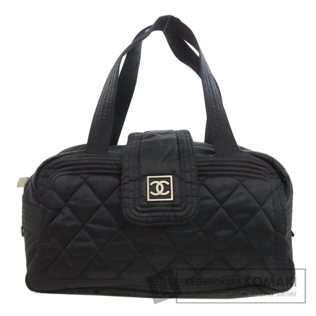 CHANEL Matelasse COCO Mark SilverHardware Boston bag Nylon Ladies [Used]
