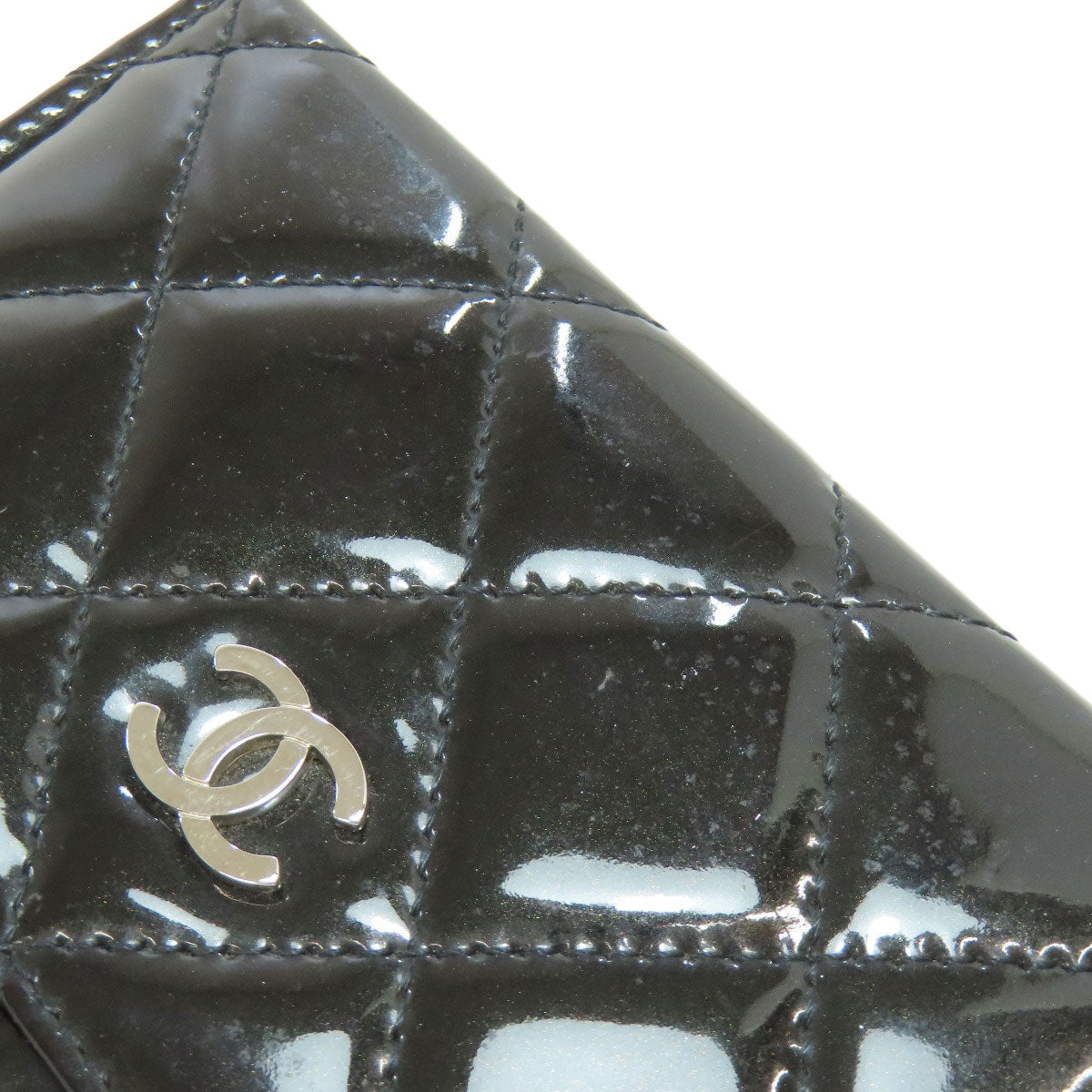 CHANEL   Card Case Matelasse COCO Mark SilverHardware Patent leather Ladies