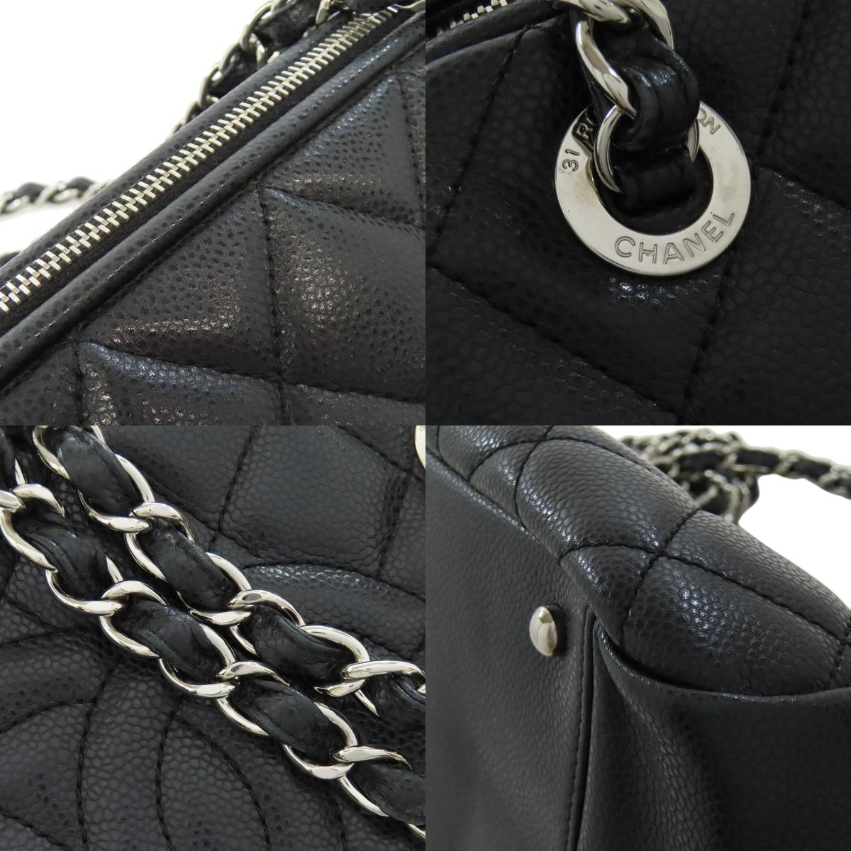 CHANEL Matelasse SilverHardware Tote Bag Grained Calfskin Skin Ladies [Used]