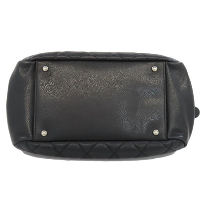 CHANEL Matelasse SilverHardware Tote Bag Grained Calfskin Skin Ladies [Used]