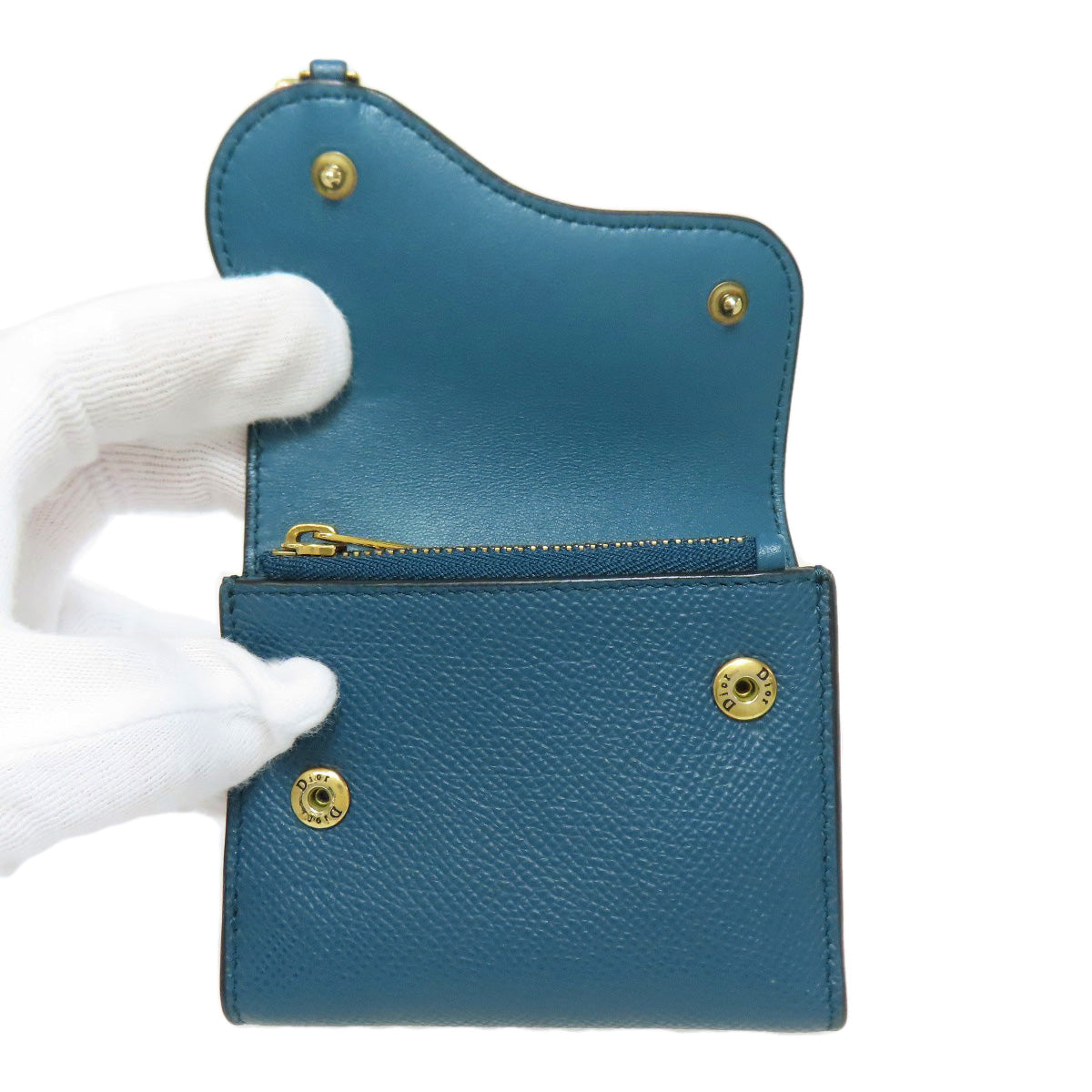 CHRISTIAN DIOR Saddle Lotus wallet Bifold Wallet with Coin Pocket Calf Ladies [Used]