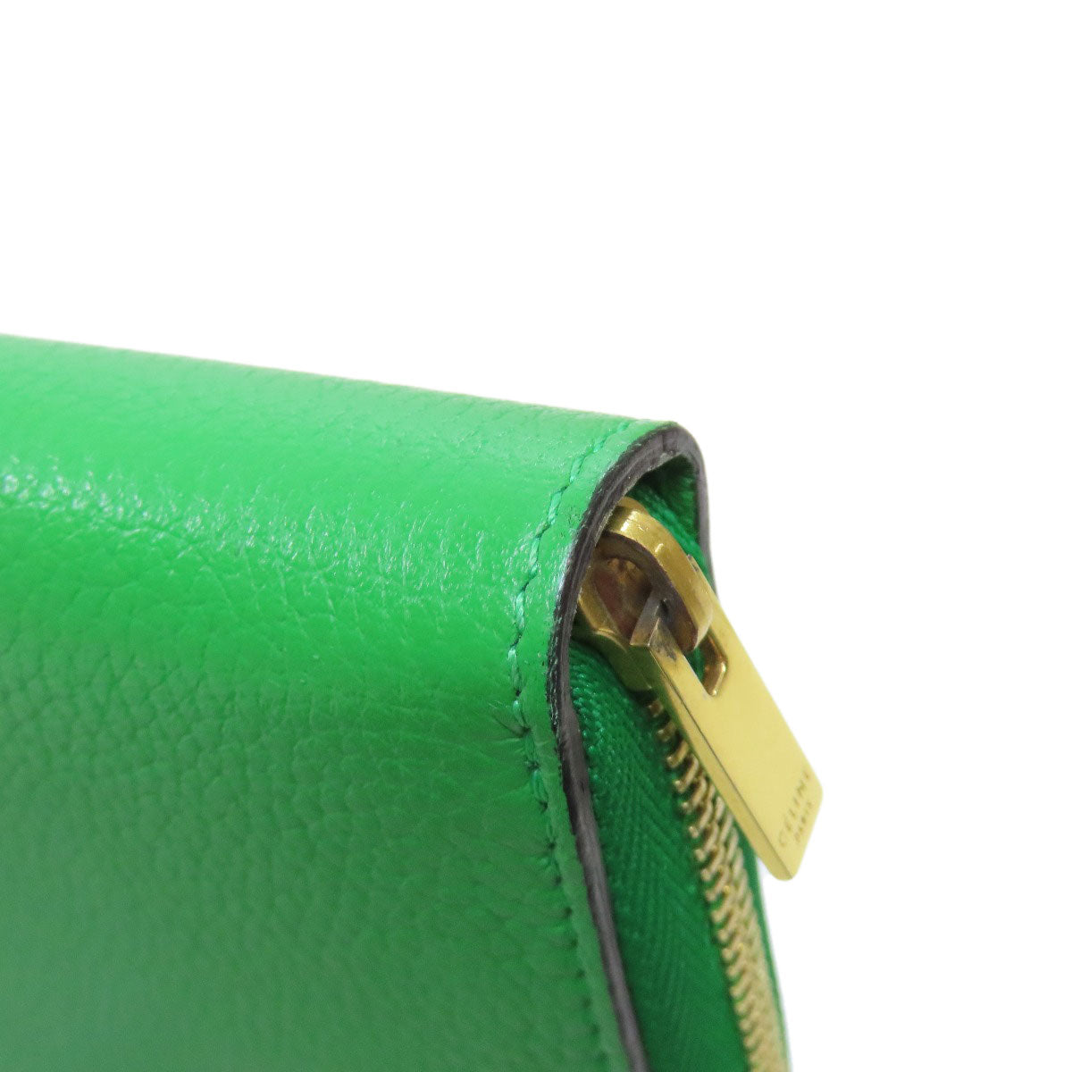 CELINE logo Long wallet (with coin pocket) Leather Ladies [Used]