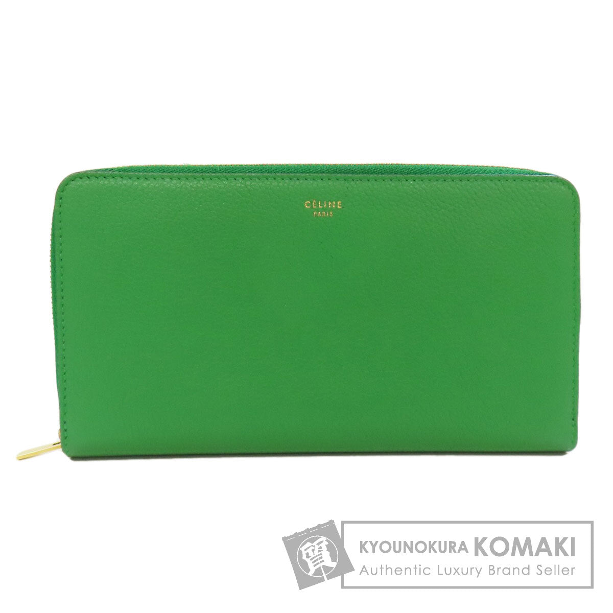 CELINE logo Long wallet (with coin pocket) Leather Ladies [Used]