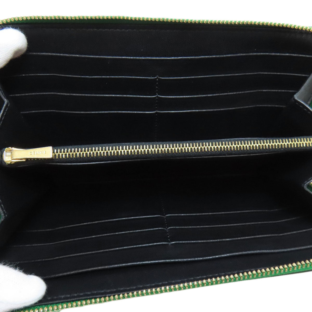 CELINE logo Long wallet (with coin pocket) Leather Ladies [Used]