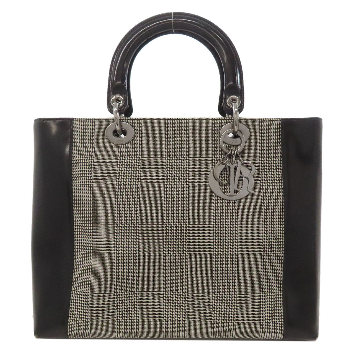 CHRISTIAN DIOR Lady Dior houndstooth pattern Tote Bag Canvas Ladies [Used]