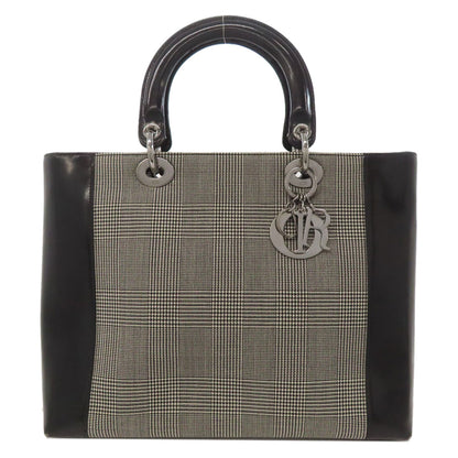CHRISTIAN DIOR Lady Dior houndstooth pattern Tote Bag Canvas Ladies [Used]