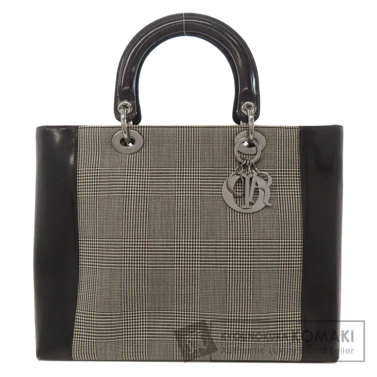 CHRISTIAN DIOR Lady Dior houndstooth pattern Tote Bag Canvas Ladies [Used]