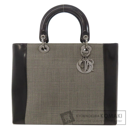 CHRISTIAN DIOR Lady Dior houndstooth pattern Tote Bag Canvas Ladies [Used]