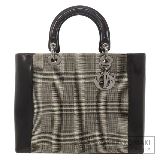 CHRISTIAN DIOR Lady Dior houndstooth pattern Tote Bag Canvas Ladies [Used]