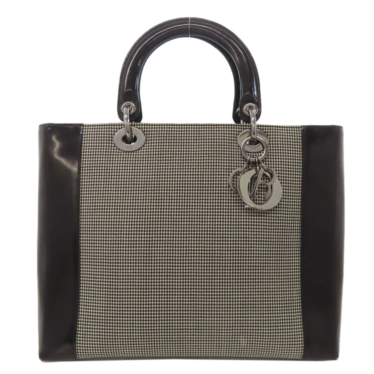 CHRISTIAN DIOR Lady Dior houndstooth pattern Tote Bag Canvas Ladies [Used]